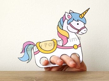 Unicorn finger puppet template printable craft activity for kids