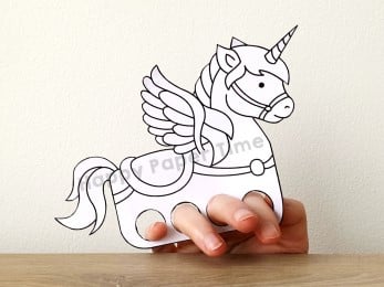 Unicorn finger puppet template printable coloring craft activity for kids