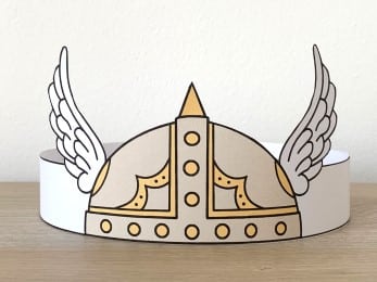 Viking helmet Valkyrie paper crown printable craft activity for kids