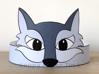Wolf paper crown template animal craft for kids