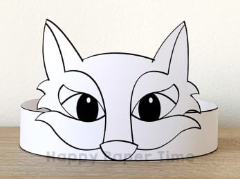 Wolf paper crown printable animal coloring activity for kids