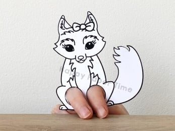 Wolf finger puppet animal template craft activity for kids