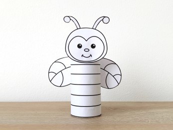Bee toilet paper roll craft coloring activity for kids