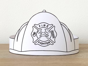 Firefighter helmet paper crown printable coloring craft activity for kids