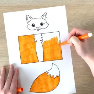 Fox toilet paper roll craft coloring activity for kids