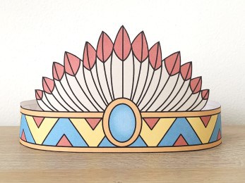 Native American chief paper headband printable craft activity for kids