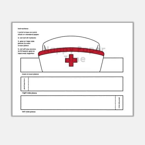 Nurse cap paper crown printable craft activity for kids