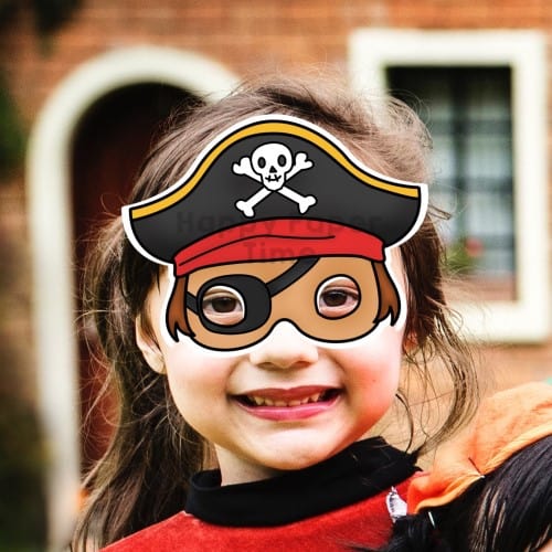 Pirate captain mask paper printable costume crafting activity for kids