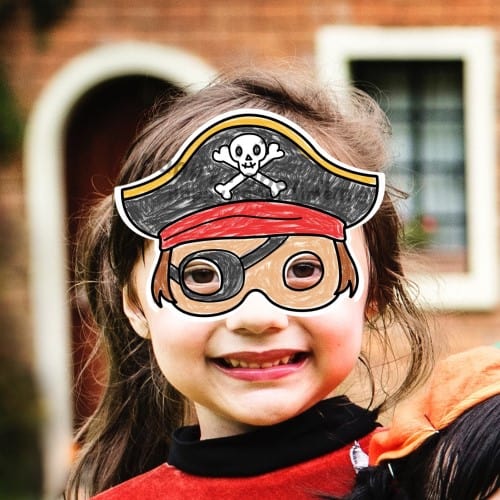 Pirate captain mask paper printable costume coloring crafting activity for kids