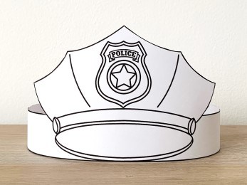 Police cap paper crown printable coloring craft activity for kids