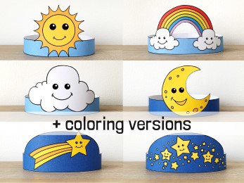 Astronomy paper crowns printable template costume craft activity for kids