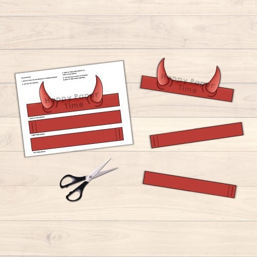 Devil horns paper crown printable template costume craft activity for kids