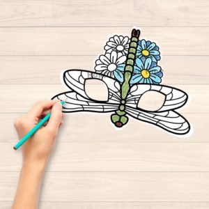 Dragonfly paper mask bug insect coloring craft activity for kids