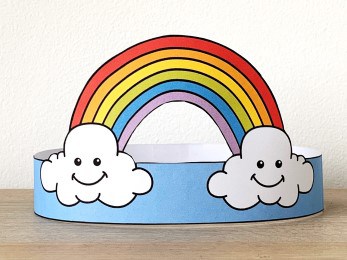 Rainbow paper crown printable template costume craft activity for kids
