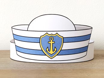 Sailor hat paper crown printable craft activity for kids