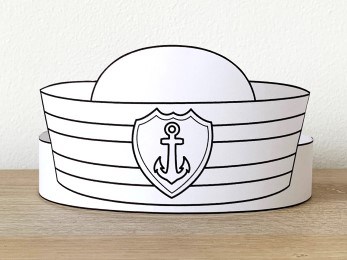 Sailor hat paper crown printable coloring craft activity for kids