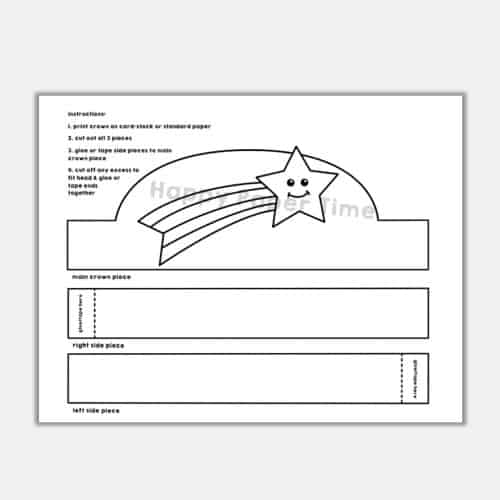 Shooting star paper crown printable coloring costume craft activity for kids
