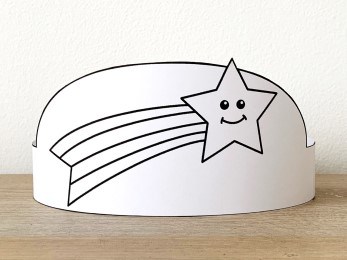Shooting star paper crown printable coloring costume craft activity for kids