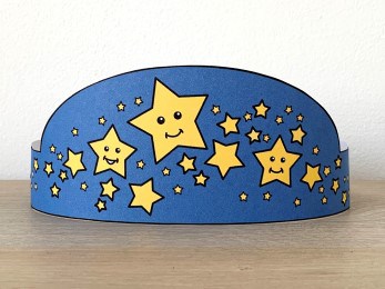 Stars paper crown printable template costume craft activity for kids
