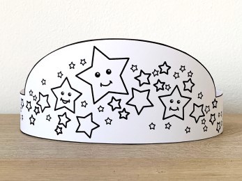 Stars paper crown printable coloring costume craft activity for kids