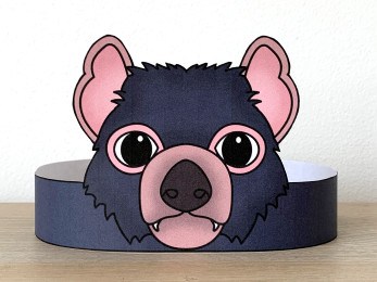 Tasmanian devil paper crown printable template costume craft activity for kids