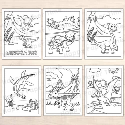 Dinosaurs coloring pages printable craft activity for kids