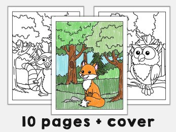 Forest animals coloring pages, fun printable activity kid, Happy Paper Time