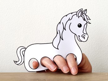 Horse finger puppet template printable farm animal coloring craft ac