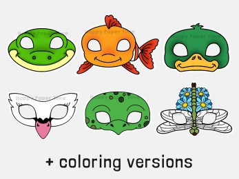 Pond animals paper masks printable craft activity for kids