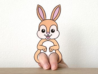 rabbit finger puppet template printable farm animal craft activity for kids