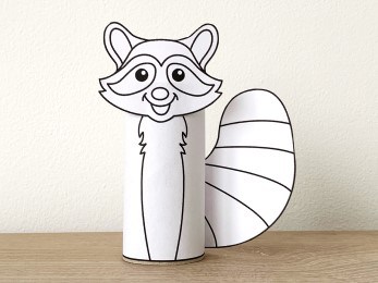 Raccoon toilet paper roll animal coloring craft activity for kids