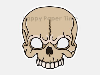 Skull mask paper printable skeleton costume Halloween craft activity for kids