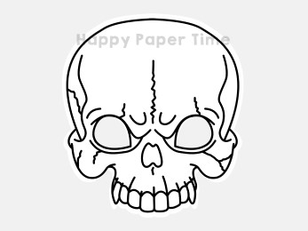 Skull mask paper printable skeleton costume coloring Halloween craft activity for kids