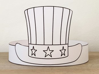 Uncle Sam hat paper crown printable coloring craft activity for kids