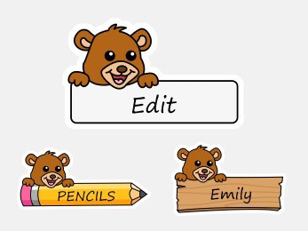 Bear labels name tags printable classroom decoration woodland animal