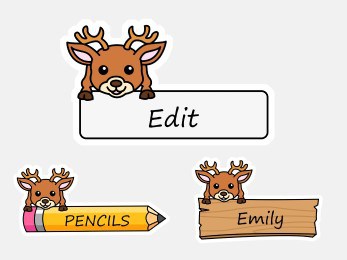 Deer labels name tags printable classroom decoration woodland animal