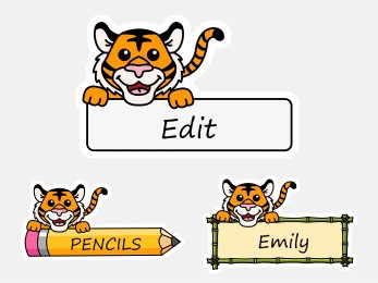 Tiger labels name tags printable classroom decoration animal