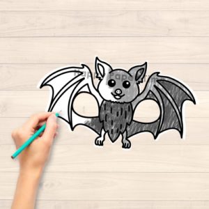 Bat Halloween mask template coloring page for kids