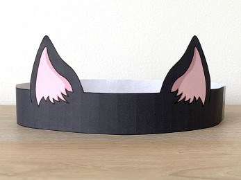 Black cat Halloween paper printable costume craft template crown for kids