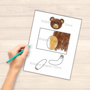 Bear toilet paper roll craft forest woodland printable coloring decoration template for kids