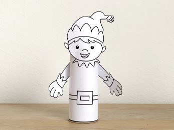Christmas elf toilet paper roll craft Christmas printable coloring decoration template for kids