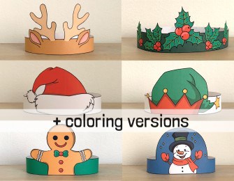 Christmas paper crown winter holiday costume craft printable template for kids