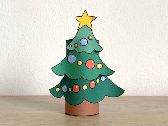 Christmas tree toilet paper roll craft Christmas printable decoration template for kids