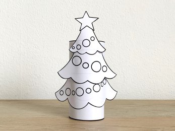 Christmas tree toilet paper roll craft Christmas printable coloring decoration template for kids
