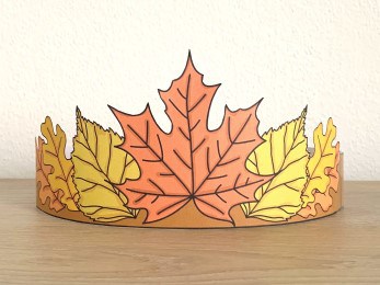 Autumn leaves paper hat crown fall costume craft template for kids