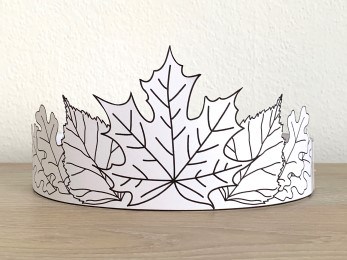 Autumn leaves paper hat crown fall costume coloring craft template for kids