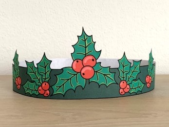 holly leaves paper crown winter holiday Christmas costume craft printable template for kids