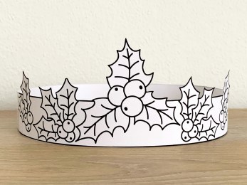 holly leaves paper crown winter coloring holiday Christmas costume craft printable template for kids