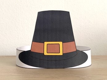 Pilgrim paper hat Thanksgiving printable craft for kids - Happy Paper Time