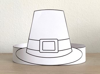 Pilgrim paper hat crown Thanksgiving costume coloring craft template for kids